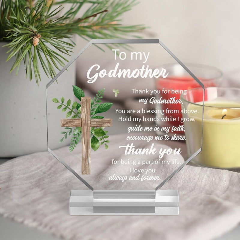 Yopyame Acrylic Gift for Godmother - Godmother Gifts from Godchild for Women Thank You for Being My Godmothers Acrylic Plaque Office Table Decor Birthday Christmas Keepsake Paperweight for Godmothers - Image 5